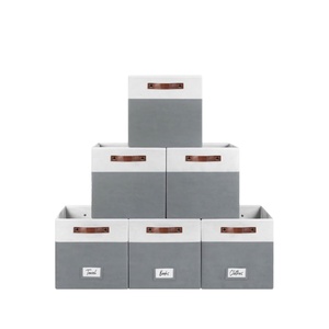 Cubes de rangement avec poignées et porte-étiquettes, paniers en tissu, cubes de rangement pour placard, bacs organisateurs pour la maison, pour le rangement des articles divers - Product Image 1
