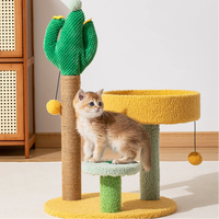 Arbre à chat en forme de cactus à 3 poteaux, structure d'escalade, maisonnette ludique pour chats d'intérieur et chatons