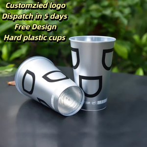 Gobelets en plastique rigide jetables de 500 ml à <span class=keywords><strong>pied</strong></span> haut, personnalisés avec logo imprimé et étiquette IML, pour jus, thé au lait et boba - Product Image 1