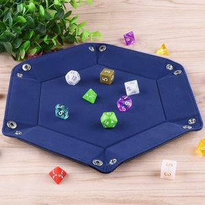 Hot Sell <b>Collapsible</b> Double Layer Pu Leather Hexagon Dice <b>Storage</b> Tray Portable Box For Dnd Tabletop Gaming - Product Image 2