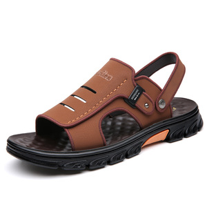 Sandalias de cuero para hombre, suela gruesa, antideslizantes, para playa y exteriores, color marrón y negro, tallas juveniles del 38 al 46 - Product Image 5