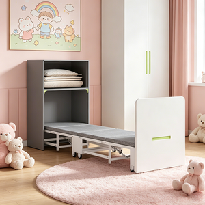 Cama Murphy de MDF que Ahorra Espacio con Armario y Almacenamiento, <span class=keywords><strong>Literas</strong></span> Cómodas para Aulas Escolares y Niños de Preescolar - Product Image 4