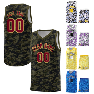 Uniformes en gros ensembles de maillots de survêtement vêtements de sport respirants à séchage rapide commande en gros équipe de basket-ball de conception camouflage personnalisée - Product Image 1