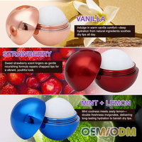 Bálsamo Labial Vegano Natural GUOCUI, Crema Labial Nutritiva e Hidratante, Bálsamo Labial Voluminizador en Bola Redonda Roja/Dorada/Azul con Cierre de Cadena