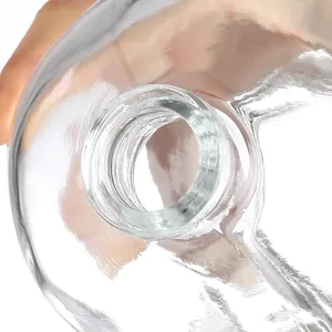 No.1 design creativo 380ml 500ml 700ml 1000ml forma di teschio trasparente vodka brandy whisky bottiglia di liquore in vetro con sughero