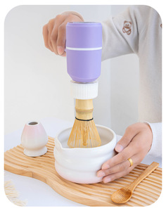 Estick truyền thống có thể sạc lại xách tay màu xanh lá cây trà Whisk bột bàn chải Chasen trà máy xay trộn thiết bị điện bán buôn - Product Image 6