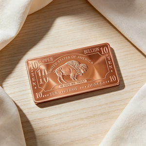 Estuche Protector de Metal para Barras de Cobre de 10 oz, Fundición Sólida, Diseño Personalizado con Relieve de Lingote de Cobre - Product Image 1