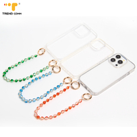 En gros, Lanière de téléphone portable anti-perte et breloque de poignet pour téléphone portable, style été, couleurs unies (bleu, rose, violet), ornée de cristaux et pierres