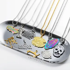 Custom Design Men Women Colliers Gold Stainless Steel Cubanas Chain Necklace Metal Cool Charm Pendant For Jewelry Necklace