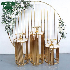 Decoración DE BODA Soportes de pastel de acero inoxidable Pedestal redondo de boda - Product Image 3