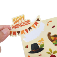 Autocollants de Thanksgiving en direct d'usine, impression personnalisée de logo découpé, étiquettes en vinyle imperméables pour les supermarchés et l'emballage de produits
