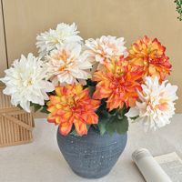 Bouquet de fleurs artificielles Dahlia rétro effet flamme, en matériau tressé, pour décoration de salon, table à manger, vitrine d'hôtel