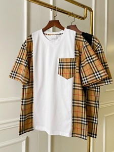 T-shirt blanc à manches courtes pour homme Burberry avec poche à carreaux, coupe classique, en popeline de coton, col rond, style décontracté - Product Image 3