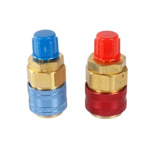 Conector de Manómetro para Refrigerante R134a, Acoplador Rápido Azul y Rojo de Metal, Alta y Baja Presión, Accesorio de Carga para Aire Acondicionado Automotriz - Product Image 2