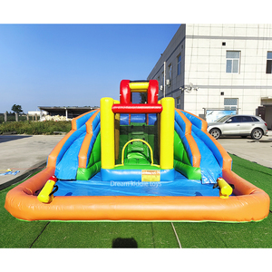 Tobogán Acuático Inflable Doble para Niños, Brincolín Acuático de PVC para Alquiler - Product Image 1