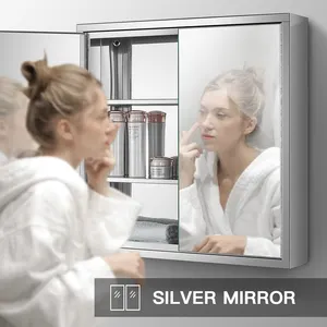 당나귀 핫 세일 디자인 욕실 화장대 두 문 304 스테인레스 스틸 거울 캐비닛