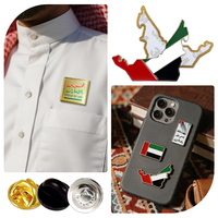 Listo para enviar: Pegatinas metálicas patrióticas de EAU para teléfonos, mapas de la bandera de EAU y insignias de solapa PROUD of UAE para regalos de recuerdo del Día Nacional