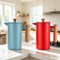 Cafetière à piston portable en acier inoxydable à paroi simple de 1000 ml, écologique, personnalisable, pour usage extérieur et domestique