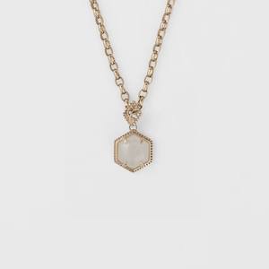 925 perak Sterling <span class=keywords><strong>14K</strong></span> batu permata lapis emas Retro Vintage, Kalung liontin nefrit giok heksagonal - Product Image 1