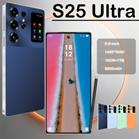Smartphone Sportif S25 Ultra Orange Énergétique 6,9" 120Hz LCD Android 15 16Go 1To 108MP 8000mAh+ MTK Dimensity Deca Core 5G Double SIM