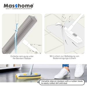 Masthome Scopa 2 in 1 Grigia e <span class=keywords><strong>Gialla</strong></span> con Manico in Metallo Rimovibile e Spazzola Morbida in TPR con Tergivetro - Product Image 6