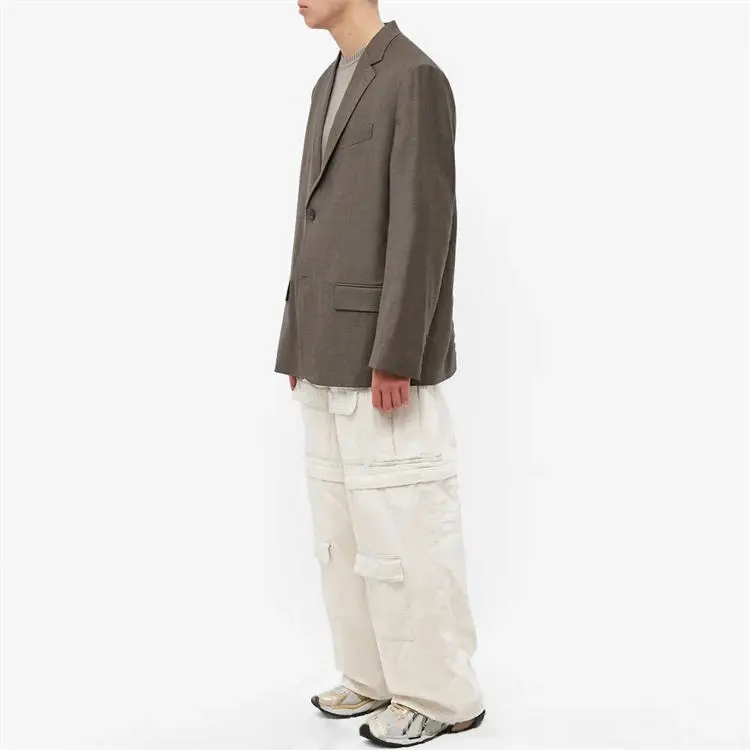 Pantaloni Cargo con Zip oversize Beige personalizzati con cerniera sulle ginocchia tasche Multiple pantaloni corti pantaloni Cargo larghi personalizzati per uomo