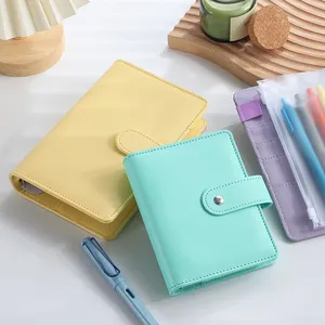 Wholesale Notebook 6 Rings Spiral Business Planner Work Agenda Budget Money Binder Macaron Candy Color PU Leather Cover A5 A6