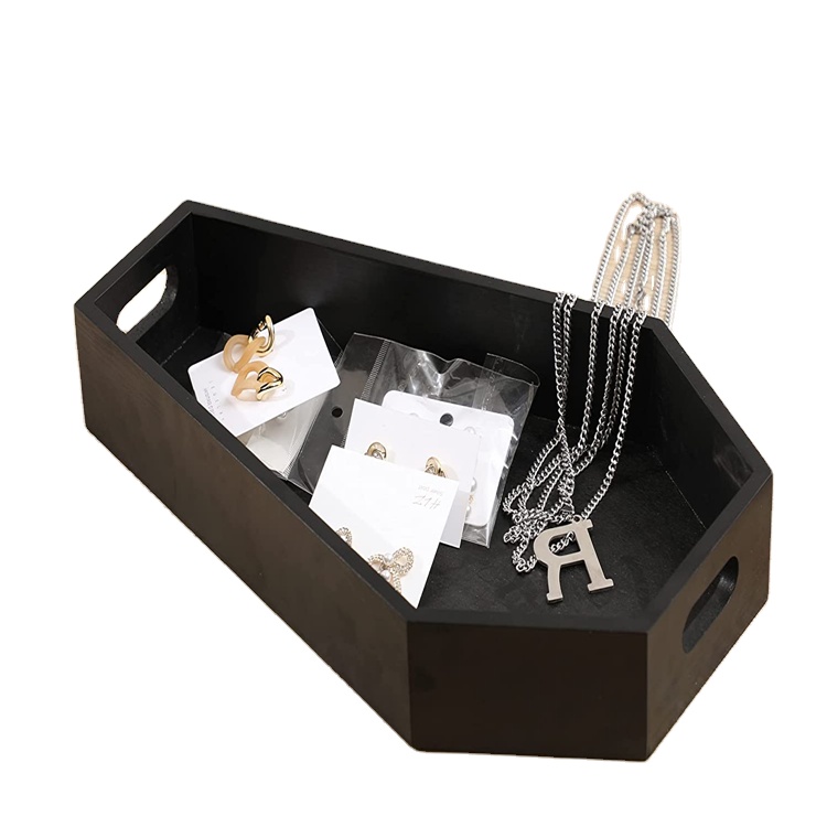 Жуткий готический черный деревянный поднос для гроба, домашний декор, поднос для гроба, поднос для стола