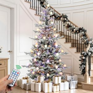 <span class=keywords><strong>Sapin</strong></span> de Noël en <span class=keywords><strong>sapin</strong></span> aspen pré-éclairé de 1,80 m, effet neige, avec télécommande, 270 lumières chaudes blanches/multicolores changeantes, 46 ampoules - Product Image 2