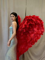Ailes d'ange rouges faites à la main de 220 cm pour adultes, accessoires de photo pour femmes et décoration de danse, accessoire de costume de style coquillage