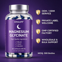 Pasokan Pabrik Kapsul Magnesium Glycinate 400 Mg 60 Kapsul Relaksasi Menenangkan Menghilangkan Stres Mendukung Tidur OEM ODM Grosir