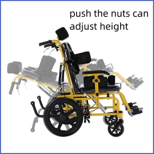 Silla de ruedas reclinable Manual con respaldo alto para niños y adultos con parálisis cerebral plegable para rehabilitación cuidado de discapacitados - Product Image 4