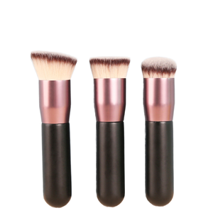 Haute qualité Kabuki maquillage fond de teint plat liquide unique pour visage manche en bois cheveux synthétiques Blush/mélange/poudre privé - Product Image 3