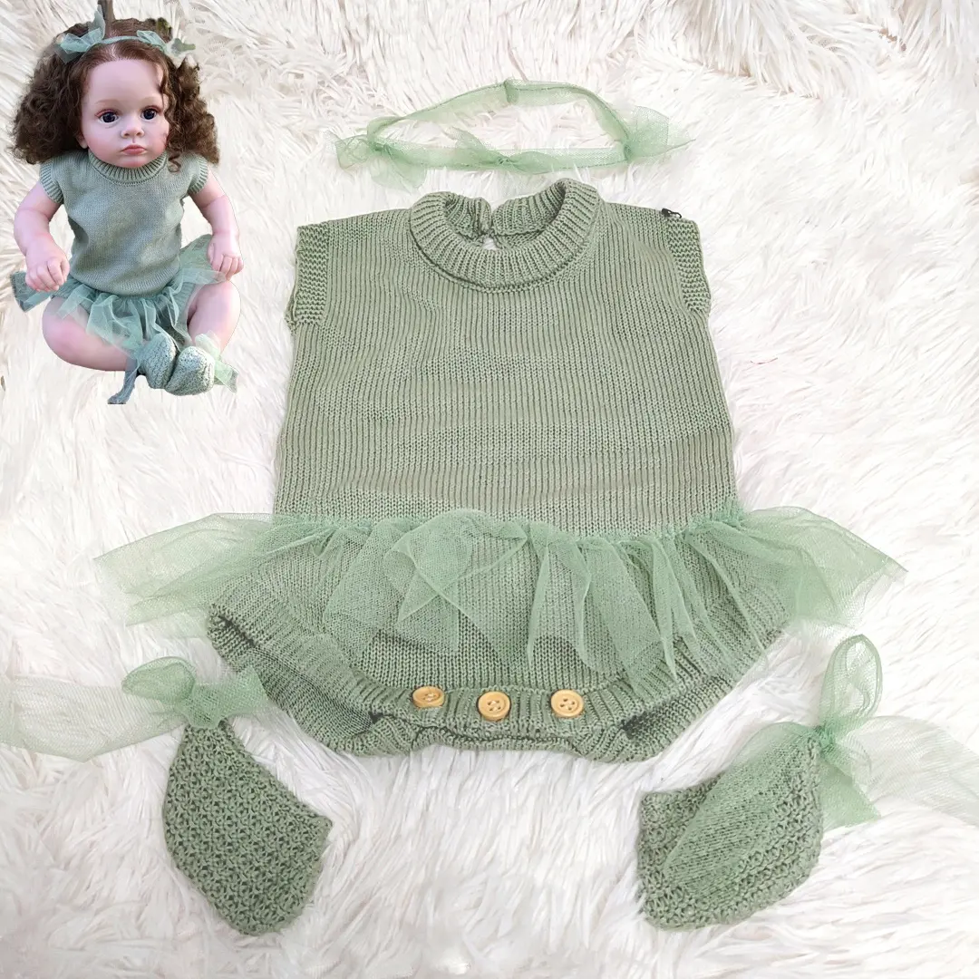 R & B Personalized 22 Inci Baby Reborn Doll Accessories Morden Fashion Outfits Kustom Knit Clothes untuk Boneka