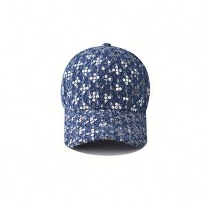 Men's Women Thick Denim Sequin Baseball <b>Caps</b> <b>Scrub</b> Super Good Feel High Quality Simple Two Tone Baseball <b>Cap</b> - Product Image 3