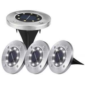 Luz LED de tierra de 8, 12 y 16 leds, resistente al agua, para Patio, camino de jardín, de acero inoxidable, alimentada por energía Solar, gran oferta - Product Image 1