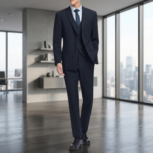 Costume formel deux pièces pour homme grande taille MSF – Ensemble blazer et pantalon sur mesure pour mariage, fête ou bureau - Product Image 3