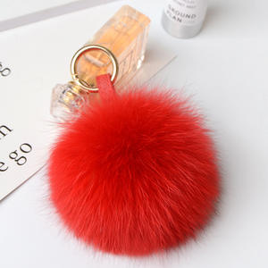 XJ Soft 10cm/12cm Real <span class=keywords><strong>Fox</strong></span> Fur Ball Llavero Big Fur Pom para uso en prendas de vestir - Product Image 2