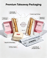 Ensemble d'emballages en papier pour boulangerie avec logo imprimé personnalisé, boîte cadeau, sac en papier, sac à baguette, sac à pain, conteneur alimentaire à emporter pour boulangerie
