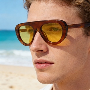 Lunettes de soleil surdimensionnées en acétate avec logo personnalisé OEM, monture écaille de tortue, verres bleus, protection UV400, style rétro, vente en gros pour hommes et femmes - Product Image 2