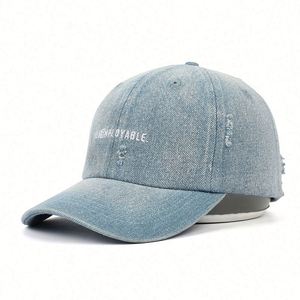 Proveedor Chino de Gorras de Béisbol de Mezclilla Vintage sin Estructura de 6 Paneles, 56 cm, Gorra de Papá Bordada en Mezclilla Azul - Product Image 1