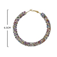 Mode Meisjes 6,5 cm Grote Cirkel Oorbellen Volledig Bezette Strass Viscose Show Oorbellen Kleurrijke Plastic Kristal Creool Oorbellen