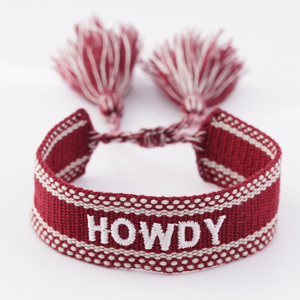 Bracelets personnalisés pour le jour du match, bracelet brodé ajustable Howdy, bracelet d'amitié tissé - Product Image 1