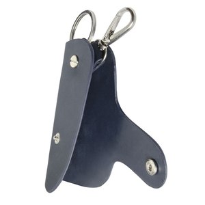 Portachiavi in Pelle Blu con Chiusura a Scatto e Gancio a Moschettone - Product Image 2