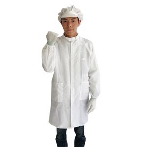 5mmストライプホワイトスタンドカラージッパークリーンルームスモックガウン帯電防止ラボコート<span class=keywords><strong>ESD</strong></span>安全服 - Product Image 5