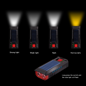 Nhà Máy Bán buôn năng lượng mặt trời & USB Sạc xe đạp Đèn pha sừng ánh sáng đêm cưỡi cảnh báo đèn pin - Product Image 4