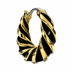 ALARA, pendientes de acero inoxidable negros de moda para mujer, tachuelas geométricas chapadas en oro en forma de flor con perla de circón hipoalergénico - Product Image 2
