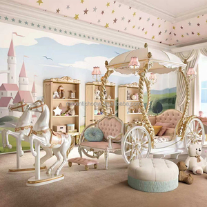 <span class=keywords><strong>Cama</strong></span> de Carruaje de Lujo con Tapicería de Terciopelo Rosa Real, <span class=keywords><strong>Cama</strong></span> Infantil con Dosel de Columnas Retorcidas de Estilo Turco Clásico para Habitación de Princesa en Villa - Product Image 2