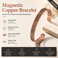 Joyería Magnética de Cobre Puro, Brazalete Ajustable con Diseño de Rosa Vintage, Venta al Por Mayor, Brazalete Personalizado