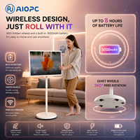 Nouveau tableau blanc interactif portable avec écran tactile mobile alimenté par batterie, écran 4K, Smart TV FlexiGo 32 pouces, cabinet noir/blanc